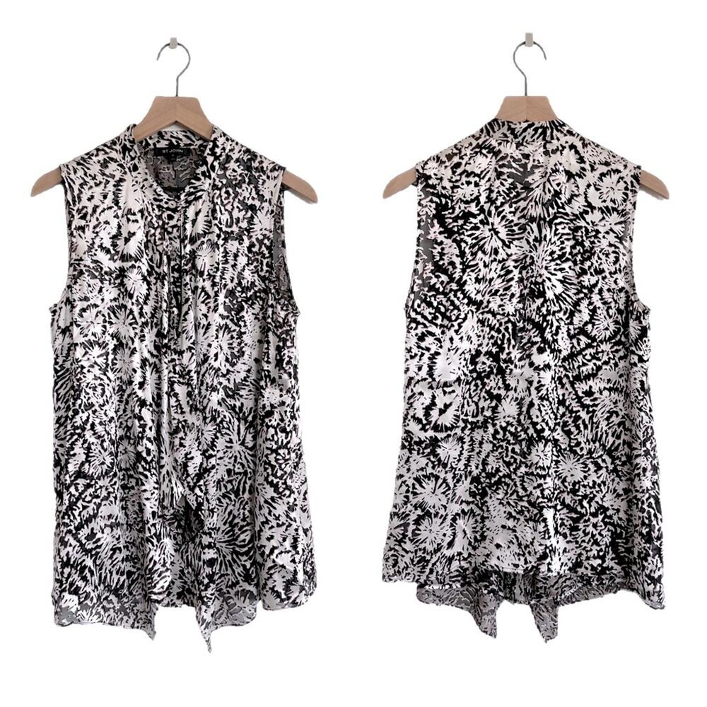 St. John Floral Burnout Silk Blend Blouse Size Size M